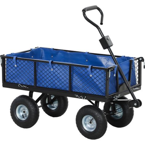 114L Heavy-Duty Steel Frame Garden Cart - Blue Garden Trolley for Easy Transport and Hauling (1/5)