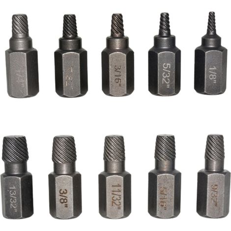 Kit de 10 embouts extracteurs de vis pour vis endommagées et boulons à cannelures multiples. Extracteur de vis cassées à dents coulissantes.-AquaForge