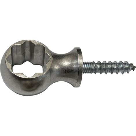 PROVISTON Quattro Kugelösen für Treppenläuferstangen 11 x 26.5 mm Messing Vernickelt Matt Treppenstangen Zubehör Ohne Feststellschraube