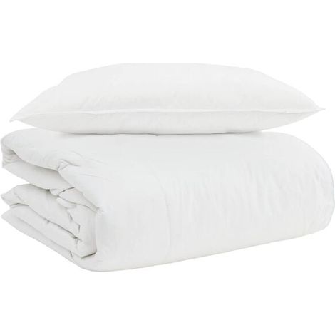 Couette 2 en 1 avec oreiller, ensemble 2 pièces, blanc, duvet de canard. (1/5)
