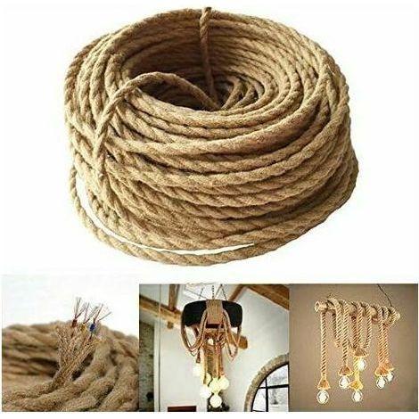 Tigrezy LED Lighting 10m Fil électrique Corde.2 Curs Linge de Cable d\'éclairage de Corde Vintage Fil de cuivre recouvert Rétro Tressé Industriel Corde pour DIY Pendentif Lampe (1/5)