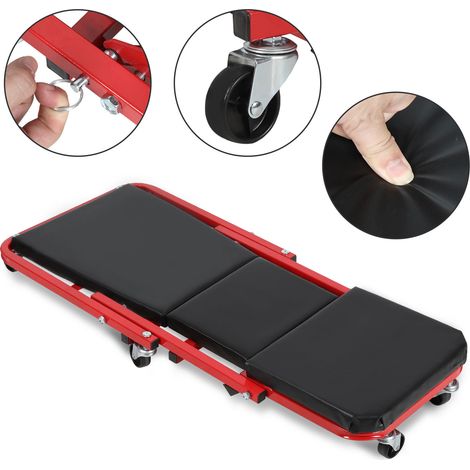 Wolketon Carrello mEBcanico imbottito 2 in 1, lettino da 91 cm e sgabello officina, 6 ruote girevoli 360°, acciaio, 150 kg (1/5)