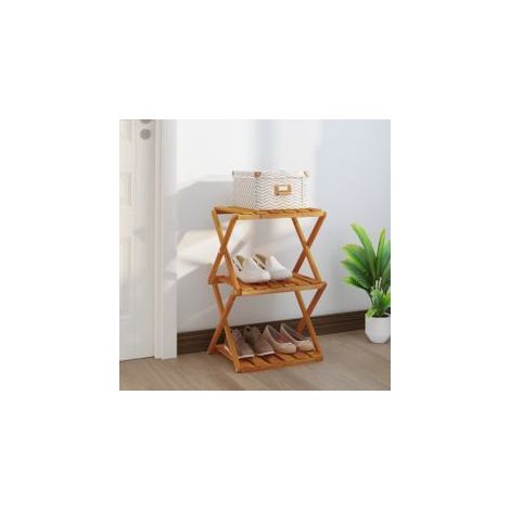 Étagère pliable à 3 niveaux Marron 43x31x63 Bois d'acacia (1/5)