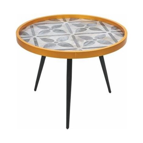 TAVOLINO TONDO IN LEGNO LACCATO 60 X 45 CM GREY FLOWER (1/5)