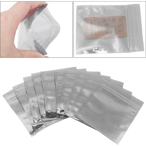 Lot de 100 sachets de rangement antistatiques pour composants électroniques, à fermeture automatique et refermable. (1/5)