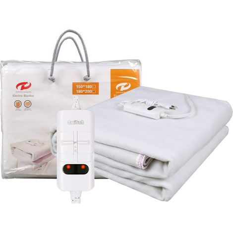 Surmatelas chauffant 150 x 180 cm avec arrêt automatique, 9 niveaux de température, minuterie 1 à 12, affichage LED, couverture chauffante ultra rapide extra large pour matelas standard