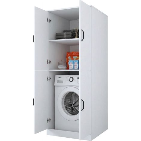Armadio Multiuso Grande Sarre, 2 Ripiani, 4 Ante, Apertura Battente, 70x182h cm Bianco