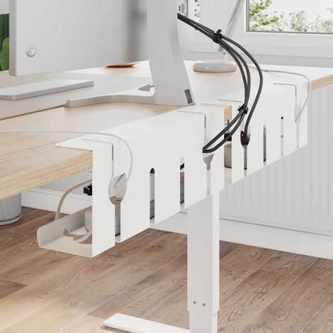 vidaXL Plateau de gestion de câbles sous le bureau 2 pc Blanc