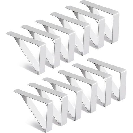 Pinzas para manteles, 12 unidades, Acero inoxidable, Sujetar manteles, Pinzas para hule, Pinzas pequeñas, picnics, 7,5 x 6,5 cm, Plateadas (1/5)
