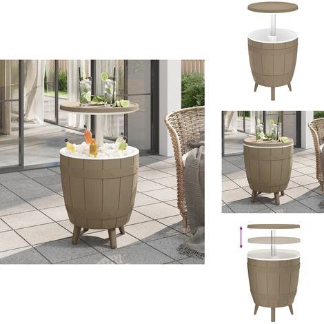 Table à glacière 3 en 1 marron clair polypropylène - Table À Glacière - Table De Jardin - Mobilier De Jardin - Table Extérieure - Table Bistrot