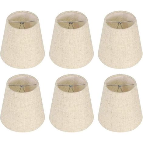 Promotion, Ensemble de 6 Petits Abat-Jour, Abat-Jour Baril en Toile de Jute Clip sur Ampoule pour Lampe de Table et lampadaire, Abat-Jour de Lustre Nordique Beige 3,5 x 5,5 x 5,2 Pouces (1/4)