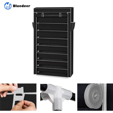 Rangement Chaussure Tissu, Meuble a Chaussure avec Housse, 9 Couches, 1603088 cm, Étagere Chaussure pour Sneakers Box etc. Noir (1/4)