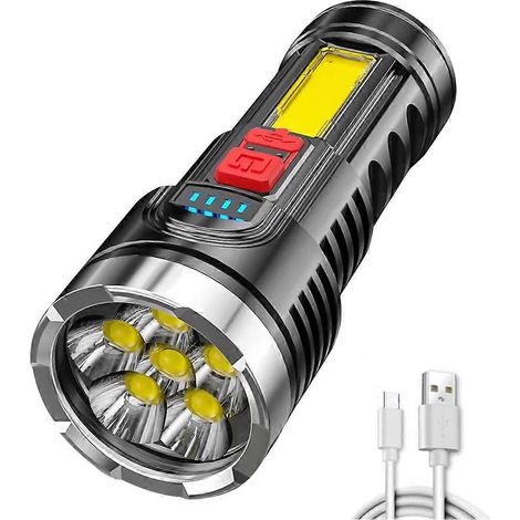 Lampe torche LED 3 en 1 ultra-lumineuse à 6 LED, batterie COB haute puissance, éclairage latéral, 4 modes d'éclairage, idéale pour les activités de plein air. (1/5)