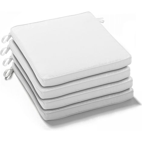 Lot de 4 galettes de chaise polyester écru 40x40x3 cm