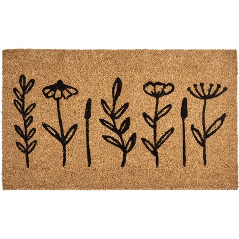 Felpudo antideslizante 45 x 75 cm con dorso de PVC motivo floral de fibra de coco natural Agiak