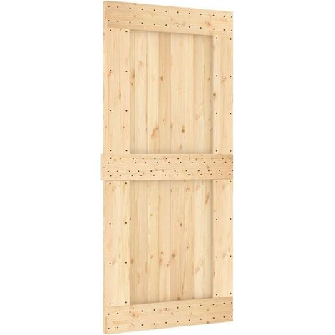 Porte coulissante NARVIK, naturelle et noire, 95 x 210 cm (213,5 cm)