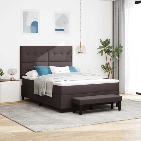 vidaXL Boxspringbett mit Kopfteil Dunkelbraun 140 x 200 cm Stoff (1/5)