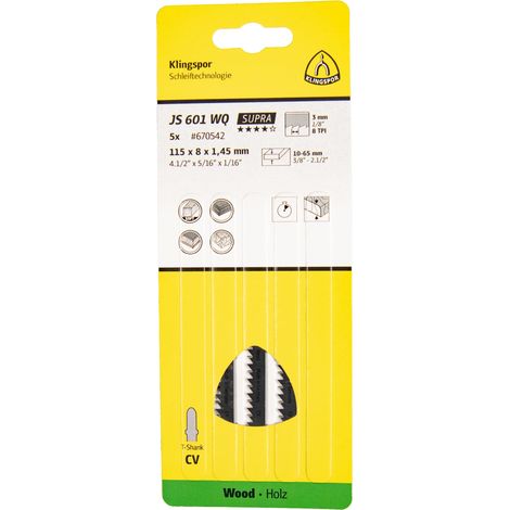 Lama per seghetto alternativo Klingspor js 601 wq acciaio cromo vanadio 5 pz