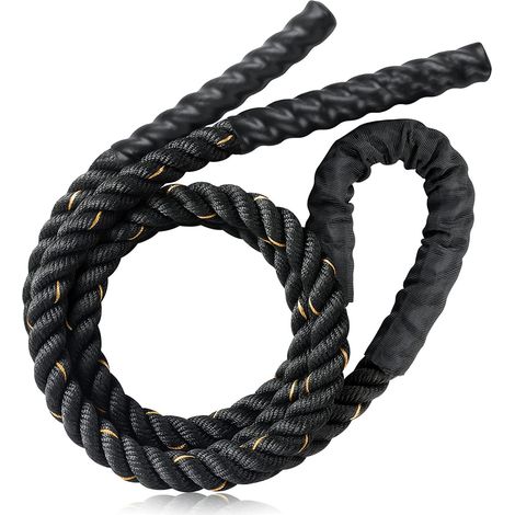 1 Corde à sauter lestée, 3 m, polyester, poignées caoutchouc, fitness domicile salle de sport (1/5)