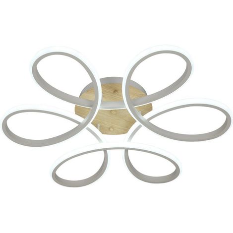 Plafoniera LED 130W 14300lm 3000-6500K 61cm Bianco/Faggio Dimmerabile Serie Bandeira