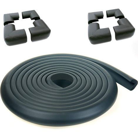 TUKA [ 5M Protège-Bords + 8 Coins ],Rouleau Mousse en L,Anti-Choc Ultra Souple,Protection Coins Sûre pour Bébé Enfants,Noir,TKD7000 - Lot Noir 5 Mètres (1/5)