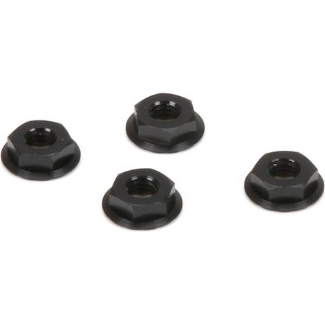 M4 Aluminum Serrated Nuts Low Profile Black (4)