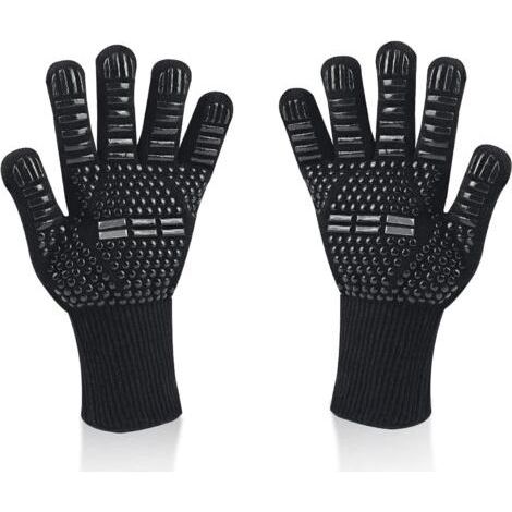 Gants de Barbecue, Gants de Four Résistant à la Chaleur jusqu'à 800 °C Gants de Gril de Cuisson en Silicone Antidérapants (noir,Taille uniqu) (1/5)