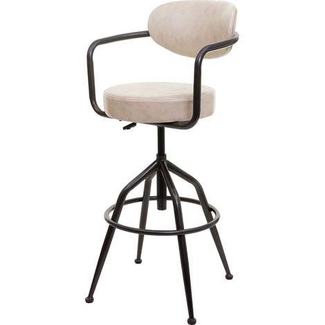 Barhocker HHG-463f, Barstuhl Tresenhocker Drehhocker, höhenverstellbar industrial Wildleder-Optik vintage beige