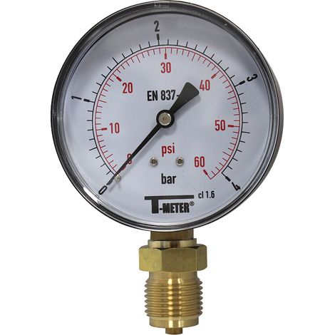 Manomètre ABS à cadran sec RADIAL Mâle 1/2" (15/21) - Ø80 - 0 à 4 bar - Sferaco (1/3)