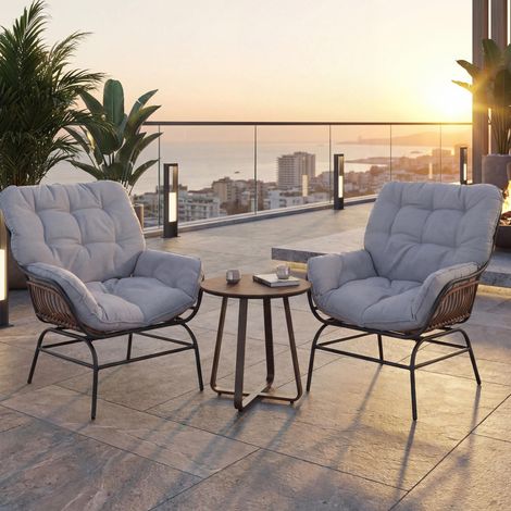 Lot de 2 chaises de jardin HWC-P75, fauteuils de jardin, fauteuils lounge, tissu 220 g/m2 polyrotin