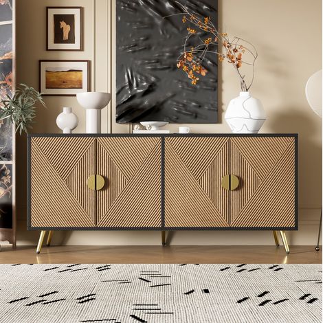 Sideboard Schrank Aufbewahrung 160 cm Schwarz Holz OKMYHOME (1/5)