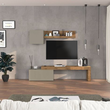 WHOUS Parete attrezzata Chronos set soggiorno tortora opaco e rovere 180/260x40 cm (1/5)