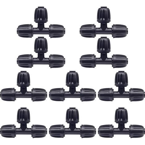 Lot de 10 Raccord Tuyau D'arrosage, Plastique Connecteurs 3 Voies 16mm D'arrosage Adaptateur Robinet Arrosage Accessoires (1/2)