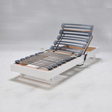Elektrischer Lattenrost inkl. Bettrahmen & Motor - 80 x 200 cm - Weiß - DREAMEA (1/4)