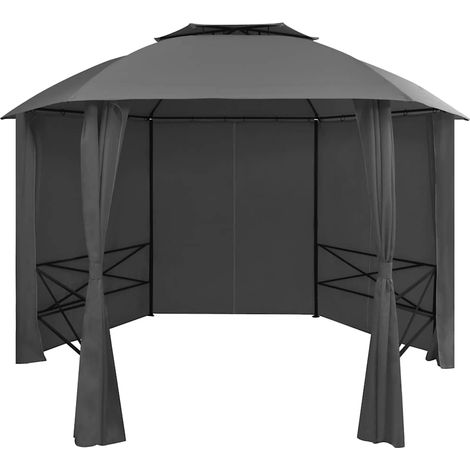 Chapiteau tente de jardin avec rideaux-Tente de réception Hexagonal 360 x 265 cm 382460 (1/5)