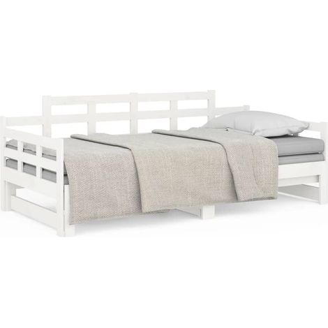 Maison Exclusive - Dormeuse Estraibile Bianca Legno Massello di Pino 2x(80x200) cm