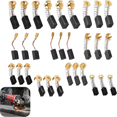 Lot de 30 Balais de Charbon Universels- Compatible avec Perceuses, Scies, Meuleuses - Multiples Tailles pour Remplacement Facile et Efficace (1/5)