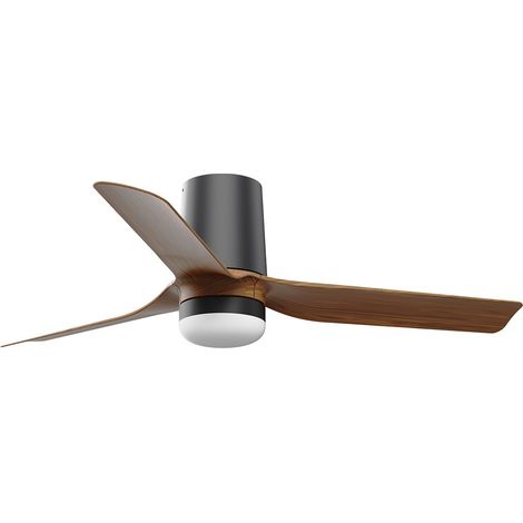 Faro Mini Punt Tub Ventilador de techo pequeño de 3 aspas en negro mate y nogal con luz, 2700-4000-6000 K, sistema inteligente Tuya (1/2)