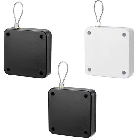 Ferme-porte automatique à induction, multifonctionnel résidentiel, 3 packs avec cordon en acier (noir et blanc) (1/4)