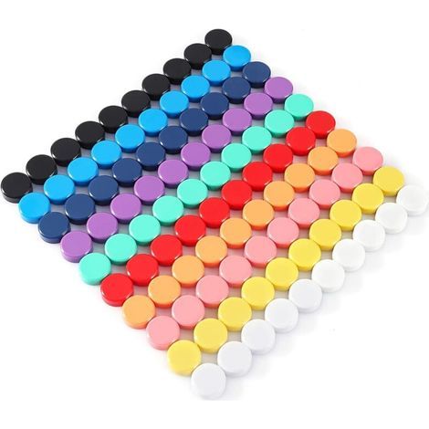 Magnete, 100er-Packung starke Kühlschrankmagnete, Magnetische Whiteboard-Magnete, Kleine runde bunte Dekomagnete für Kühlschrank, Whiteboard, Schule, Büro (10 Farben) (1/5)
