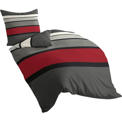 Bierbaum, Set di copripiumino e federa in raso di cotone Mako, Multicolore