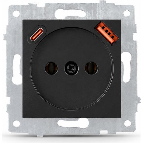 Module USB-C 3A encastrable 80 mm 16A noir