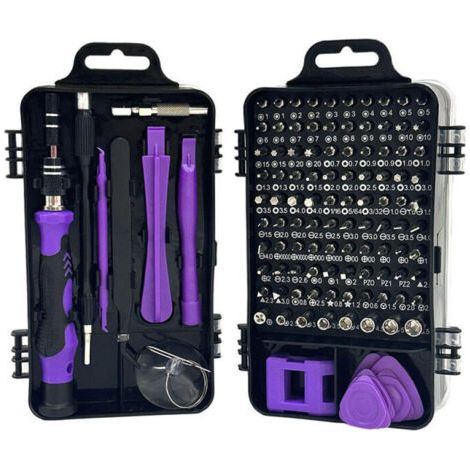 115 en 1 Mini jeu de tournevis(Violet) de précision jeu de tournevis de précision pour Machine à laver climatiseur réfrigérateur voiture électrique (1/4)