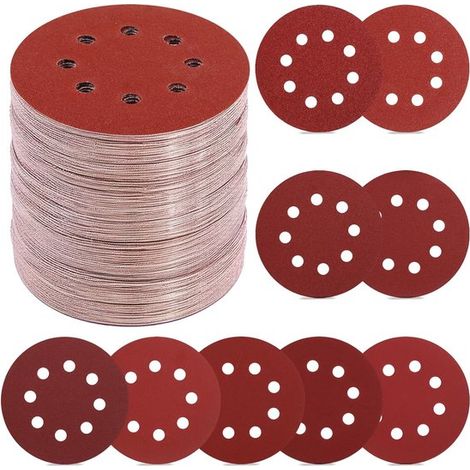 70 disques de papier abrasif ronds de 12,7 cm (5 pouces) - Grains 40, 80, 120, 180, 240, 320, 400, 600 et 800 - Pour ponceuses - Convient au bois, au métal et plus encore. (1/5)