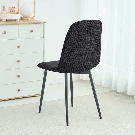 Housse de Chaise Extensible 2 pièces, Housse de Salle à Manger Amovible Lavables Couverture de Chaise en Jacquard Revêtement de Chaise pour Salle à Manger,Hôtel,Décor,Mariage(YGris Foncé, 2 Pièces) (1/5)