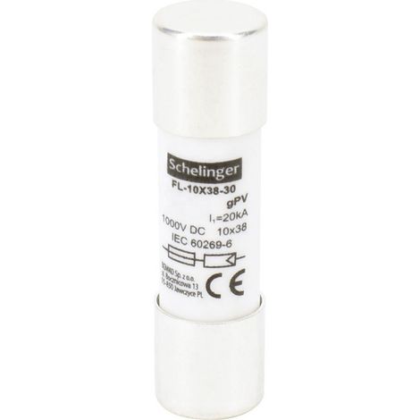 Fusible photovoltaïque 10x38mm - 1000V DC - 25A - Caractéristique gPV (1/2)