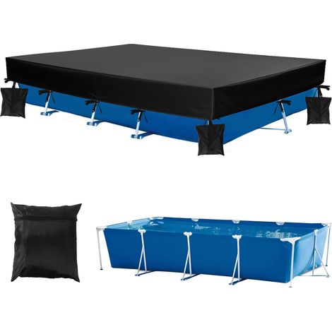 450 par 220 par 30cm Bâche Piscine Rectangulaire Piscines Hors Sol Robuste Tissu Oxford 210D Couverture 4 Sacs Sable 1 Sac Rangement (1/5)
