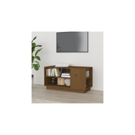 Meuble TV Marron miel 80x35x40,5 Bois de pin massif (1/5)