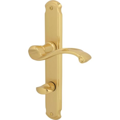 Alpertec WC-Langschildgarnitur Bianca Messing gold abgerundet Beschläge