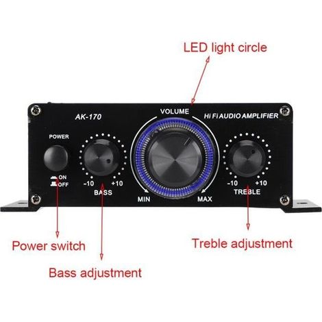 Amplificateur de puissance AK170 20W + 20W 47K résolution 12V avec faible taux de distorsion pour l\'audio (1/4)